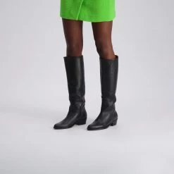 TORAL BLACK LEATHER KNEE-HIGH BOOTS
