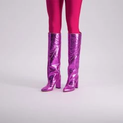 Toral FUCHSIA METALLIC KNEE-HIGH BOOTS WITH TRIM