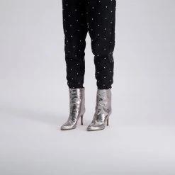 Toral TEXTURED SILVER METALLIC ANKLE BOOTS