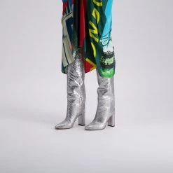 Toral TEXTURED SILVER METALLIC TALL BOOTS