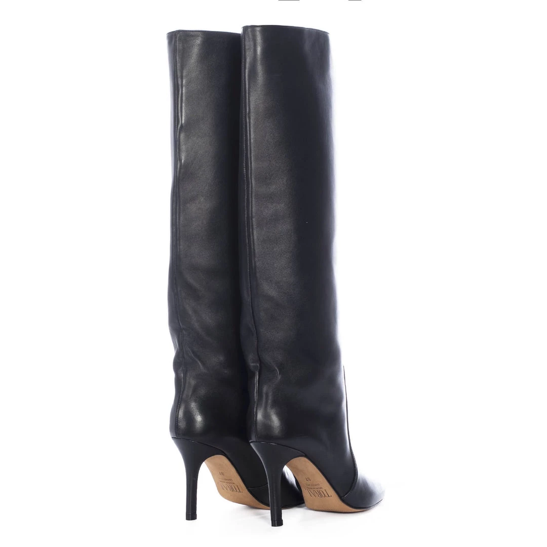 TORAL BLACK LEATHER KNEE-HIGH BOOTS 3 TORAL BLACK LEATHER KNEE-HIGH BOOTS