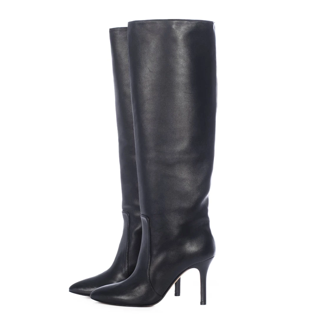 TORAL BLACK LEATHER KNEE-HIGH BOOTS 5 TORAL BLACK LEATHER KNEE-HIGH BOOTS